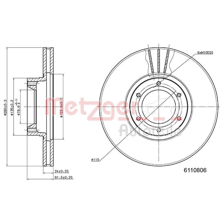 Stabdžių diskas METZGER 6110806