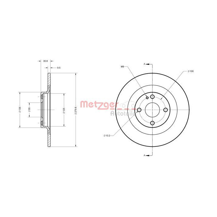 Stabdžių diskas METZGER 6110833