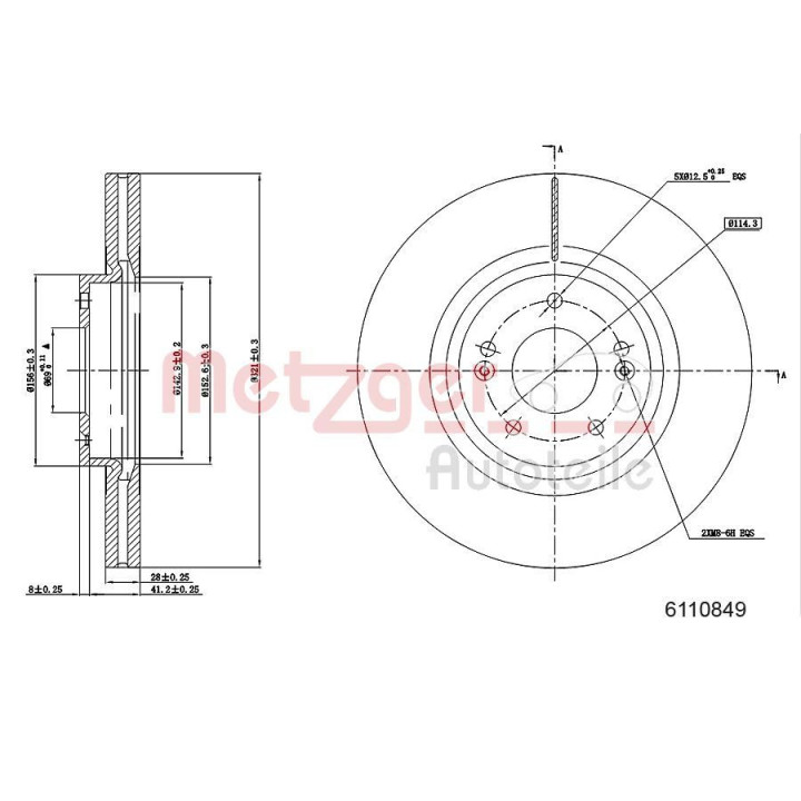 Stabdžių diskas METZGER 6110849