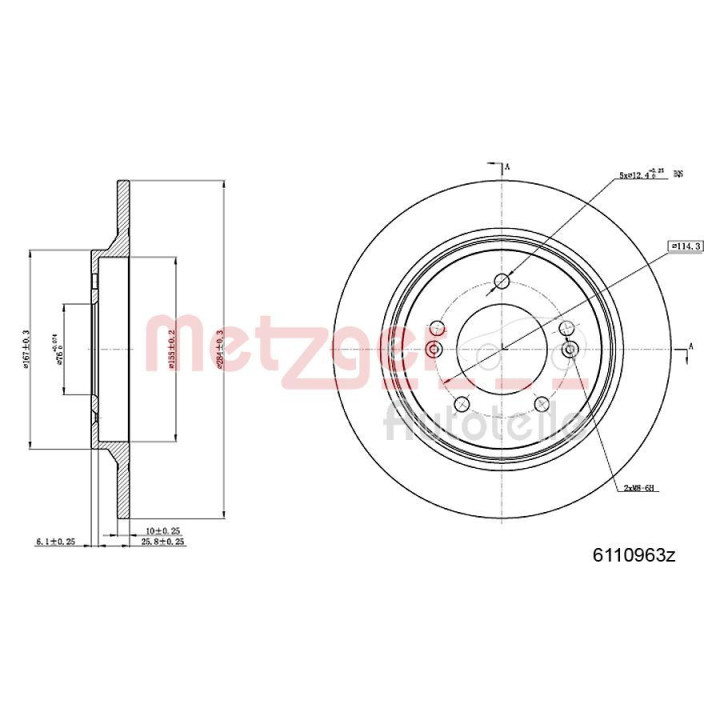 Stabdžių diskas METZGER 6110963