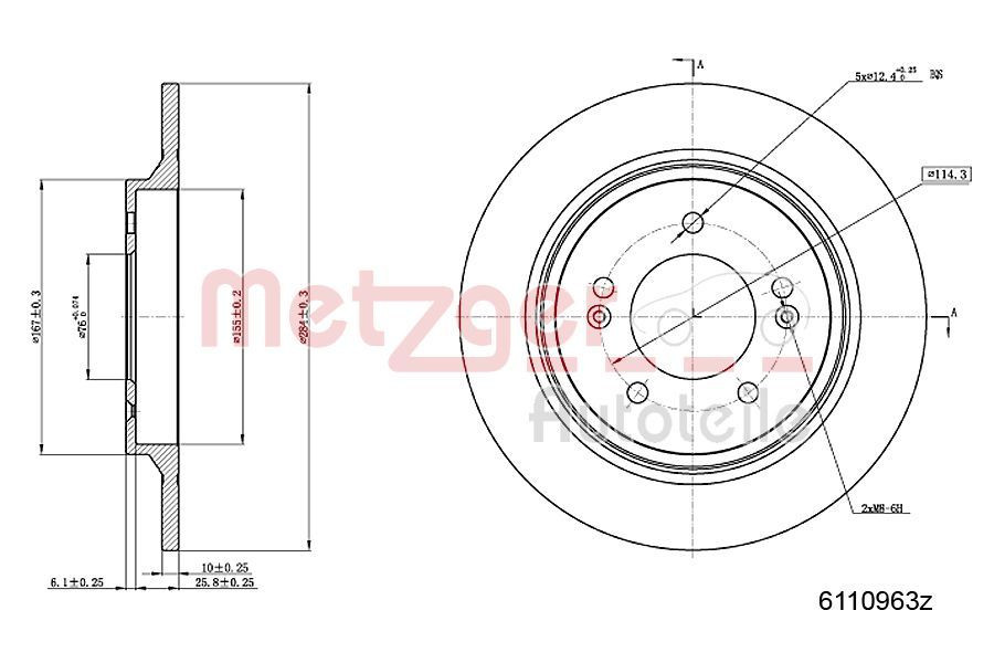 Stabdžių diskas METZGER 6110963
