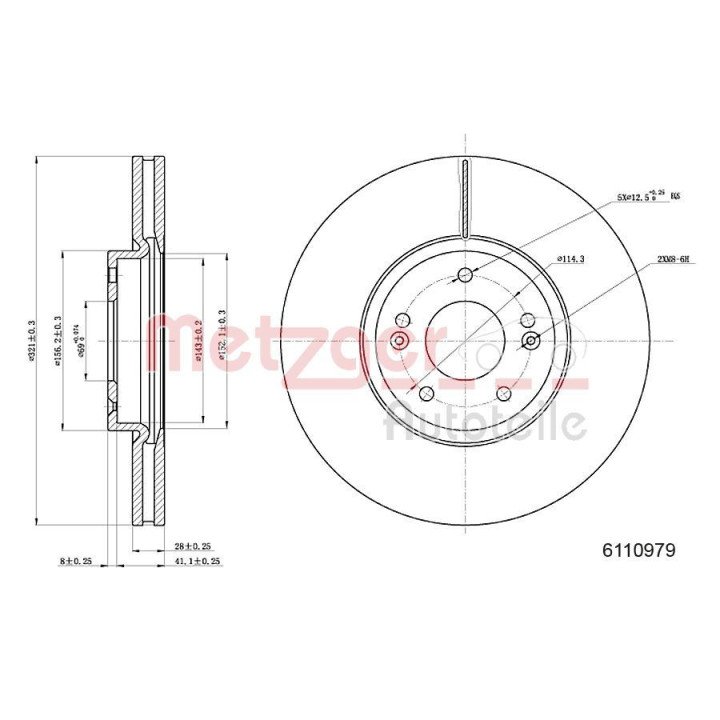 Stabdžių diskas METZGER 6110979