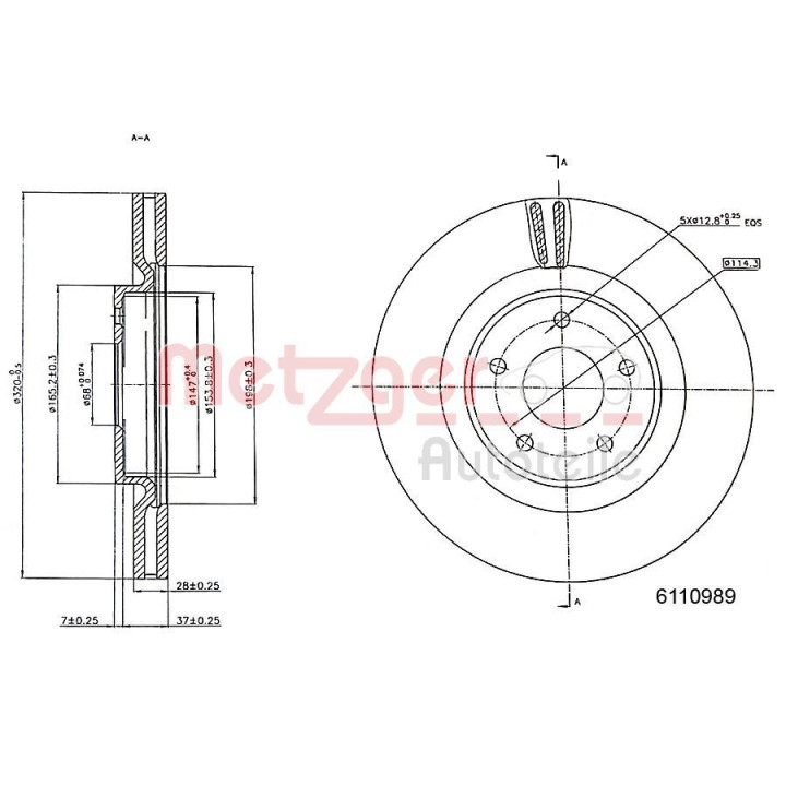 Stabdžių diskas METZGER 6110989