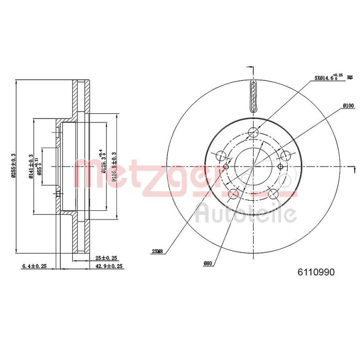 Stabdžių diskas METZGER 6110990
