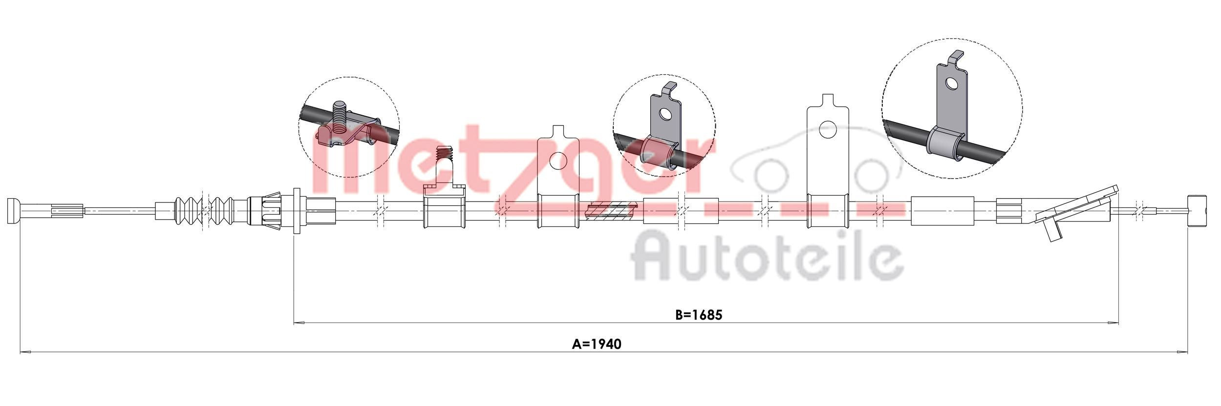 Trosas, stovėjimo stabdys METZGER 1.MA006