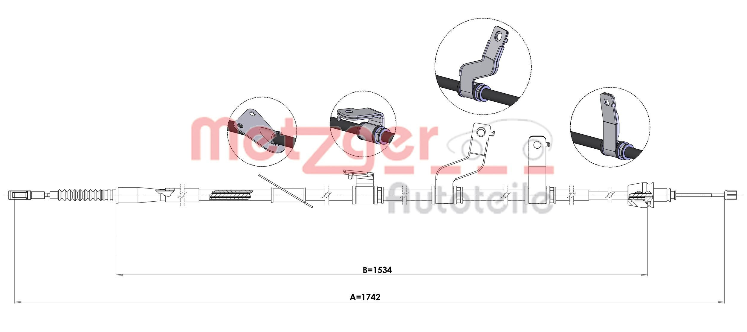 Trosas, stovėjimo stabdys METZGER 17.6075