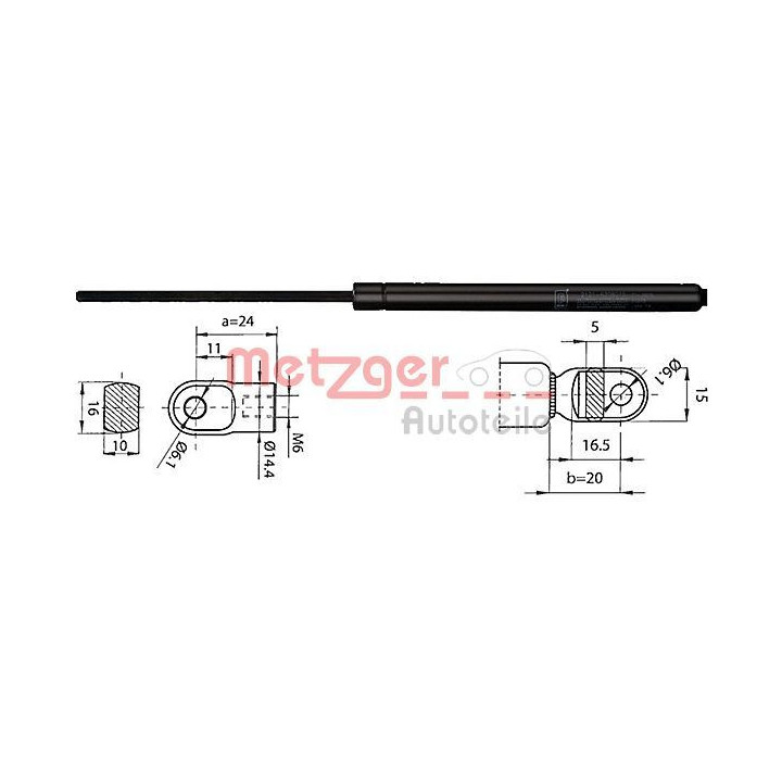 Dujinė spyruoklė, bagažinė METZGER 2110390