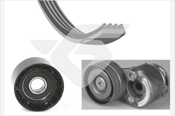 V formos rumbuotas diržas, komplektas HUTCHINSON KHV 162