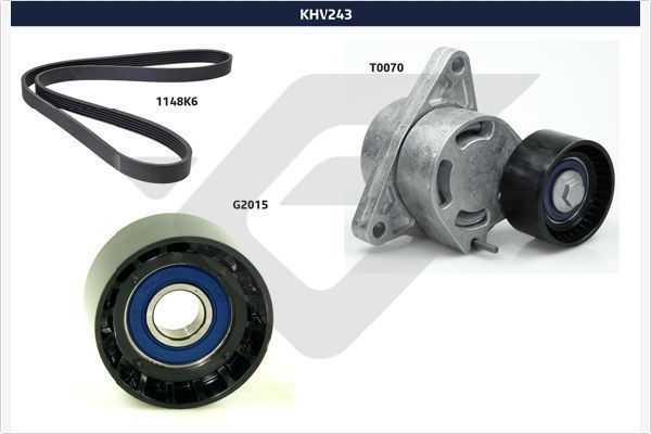 V formos rumbuotas diržas, komplektas HUTCHINSON KHV 243