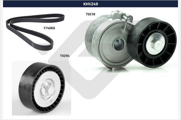 V formos rumbuotas diržas, komplektas HUTCHINSON KHV 249