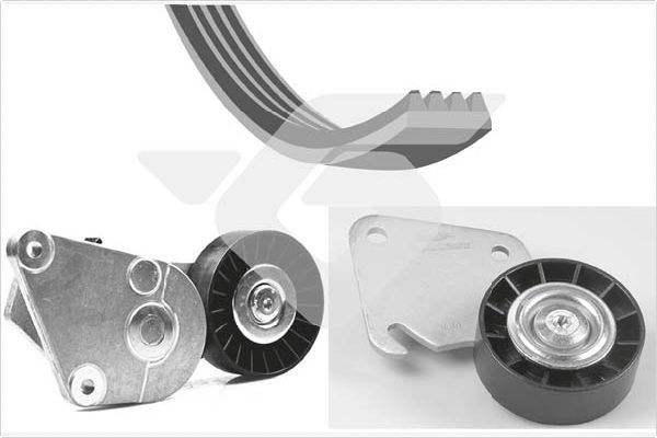 V formos rumbuotas diržas, komplektas HUTCHINSON KHV 61