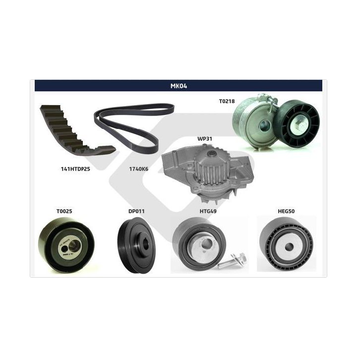 V formos rumbuotas diržas, komplektas HUTCHINSON MK04