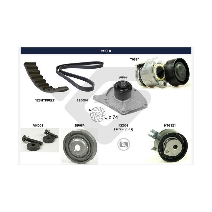 V formos rumbuotas diržas, komplektas HUTCHINSON MK10