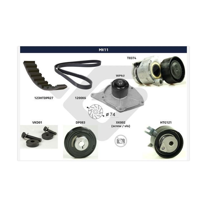 V formos rumbuotas diržas, komplektas HUTCHINSON MK11