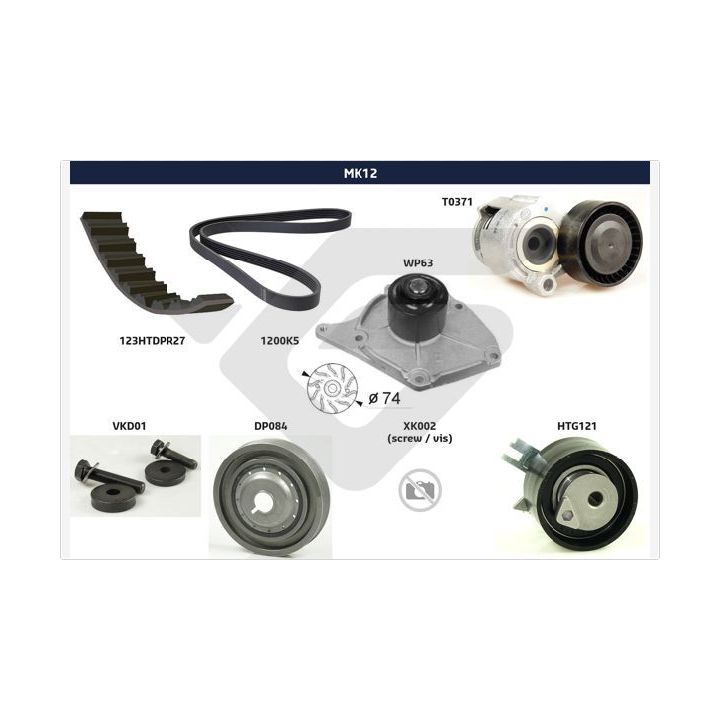 V formos rumbuotas diržas, komplektas HUTCHINSON MK12