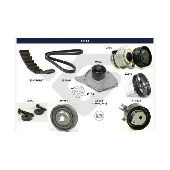 V formos rumbuotas diržas, komplektas HUTCHINSON MK13