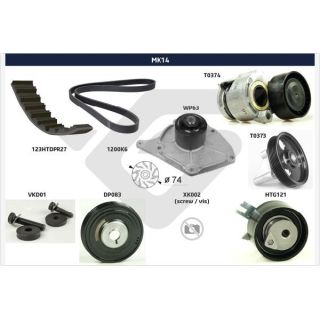 V formos rumbuotas diržas, komplektas HUTCHINSON MK14