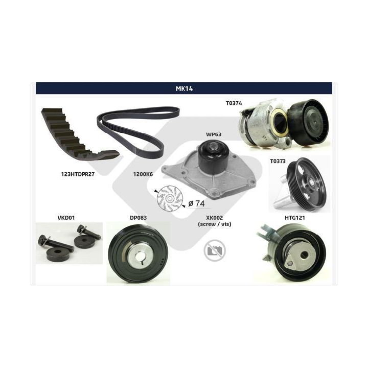 V formos rumbuotas diržas, komplektas HUTCHINSON MK14