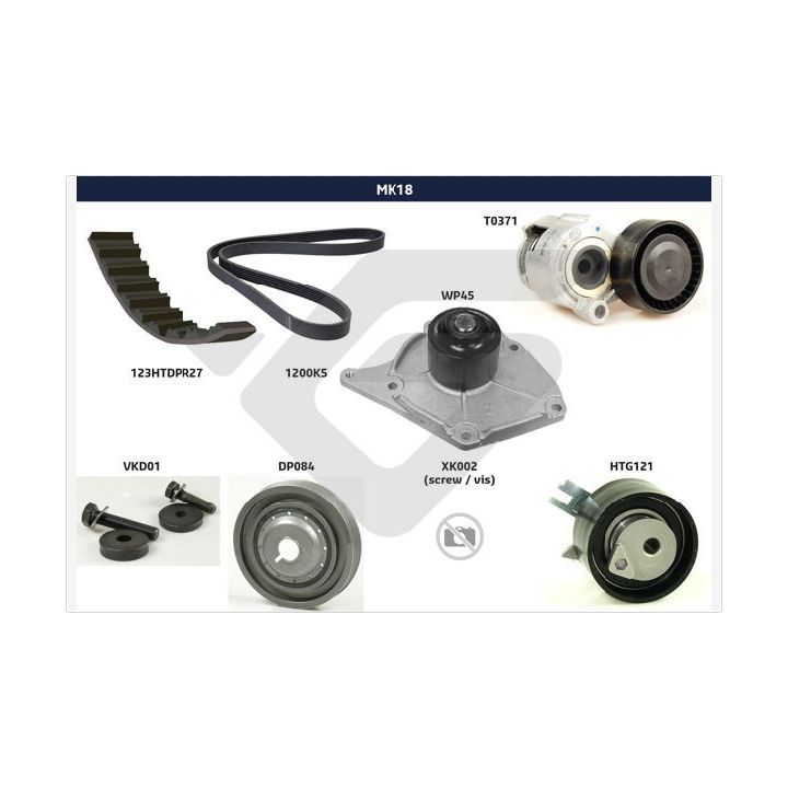 V formos rumbuotas diržas, komplektas HUTCHINSON MK18