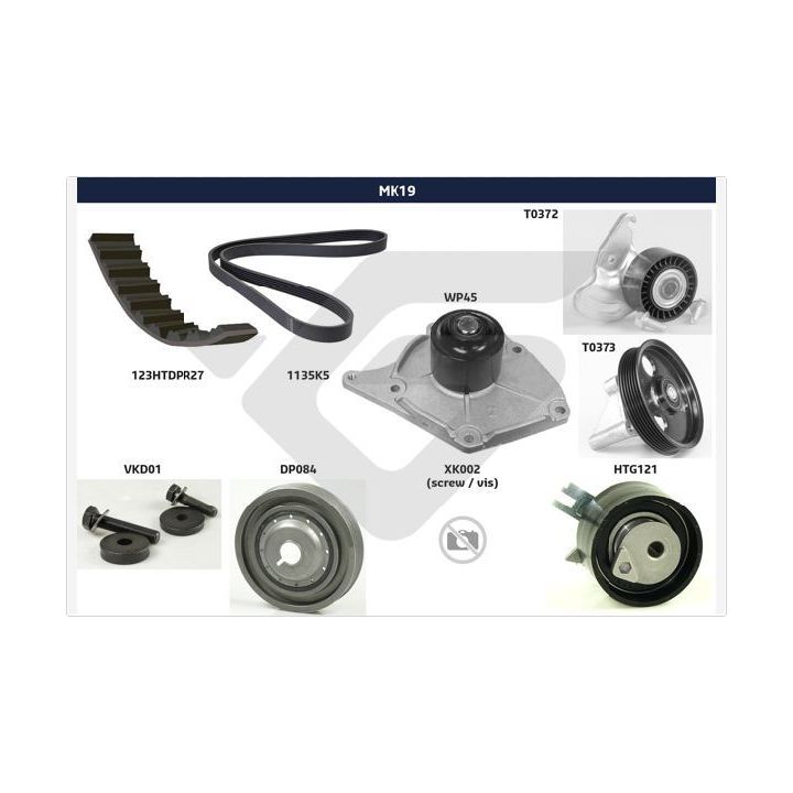 V formos rumbuotas diržas, komplektas HUTCHINSON MK19