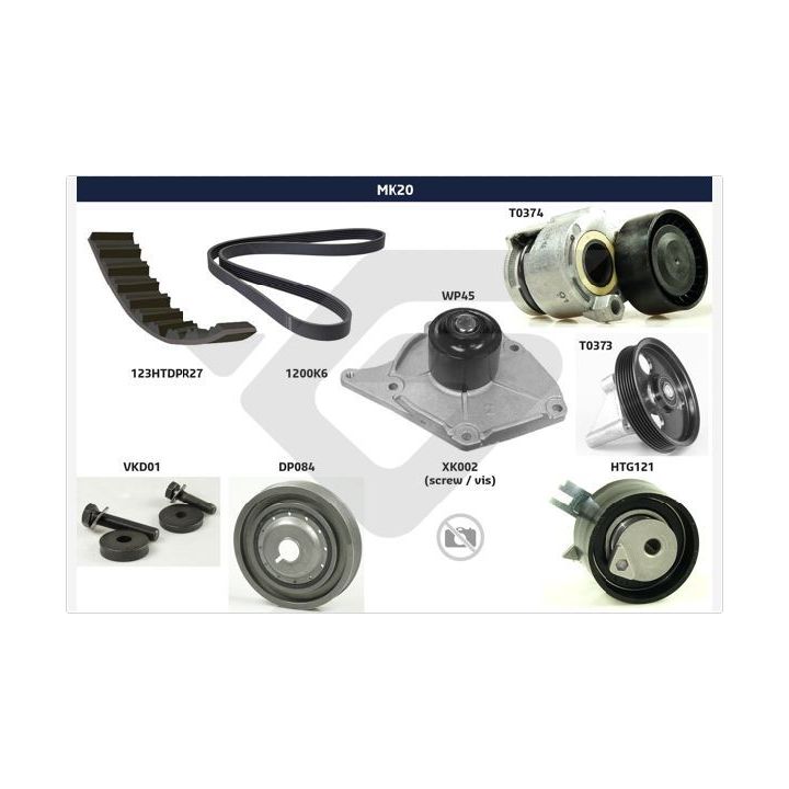 V formos rumbuotas diržas, komplektas HUTCHINSON MK20