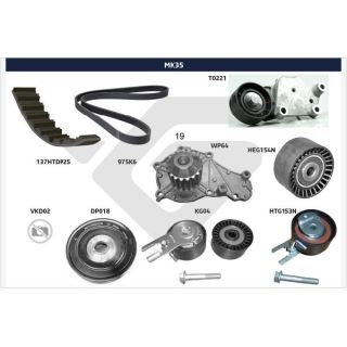 V formos rumbuotas diržas, komplektas HUTCHINSON MK35