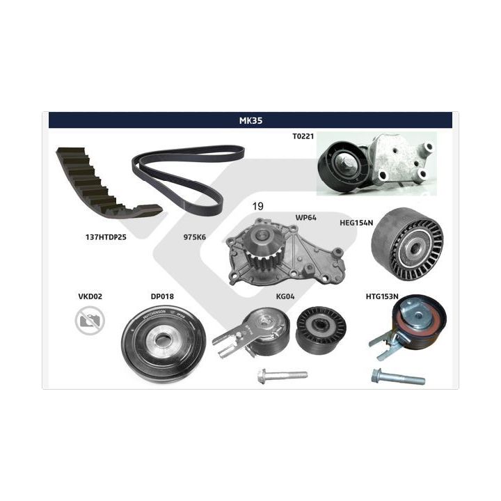 V formos rumbuotas diržas, komplektas HUTCHINSON MK35