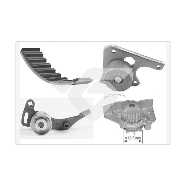 Vandens siurblio ir paskirstymo diržo komplektas HUTCHINSON KH 01WP12