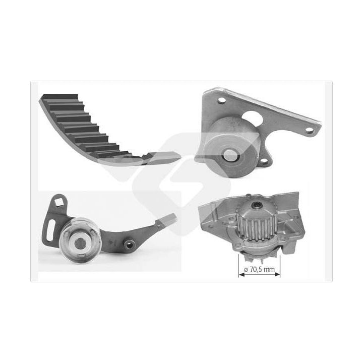 Vandens siurblio ir paskirstymo diržo komplektas HUTCHINSON KH 01WP30