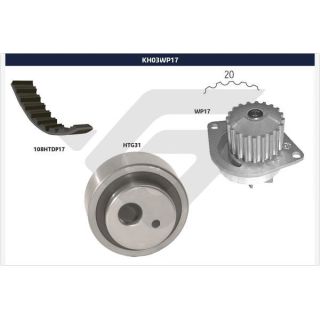 Vandens siurblio ir paskirstymo diržo komplektas HUTCHINSON KH 03WP17