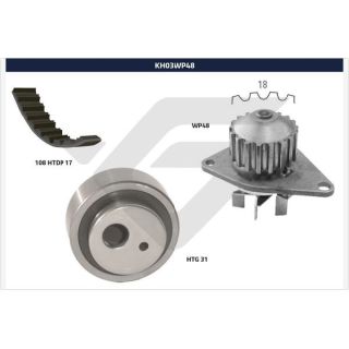 Vandens siurblio ir paskirstymo diržo komplektas HUTCHINSON KH 03WP48