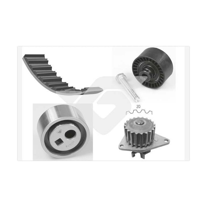 Vandens siurblio ir paskirstymo diržo komplektas HUTCHINSON KH 04WP05