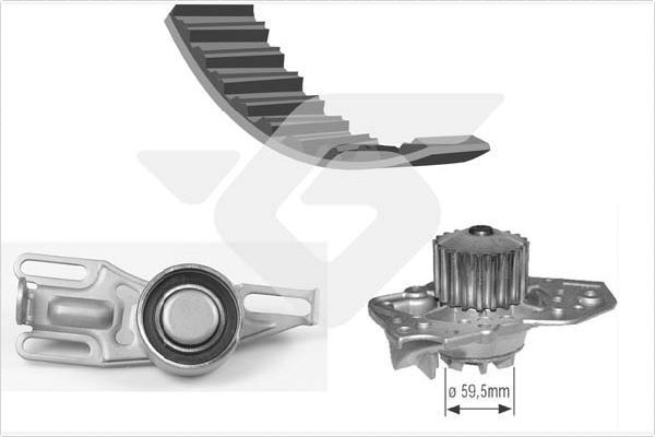 Vandens siurblio ir paskirstymo diržo komplektas HUTCHINSON KH 05WP01