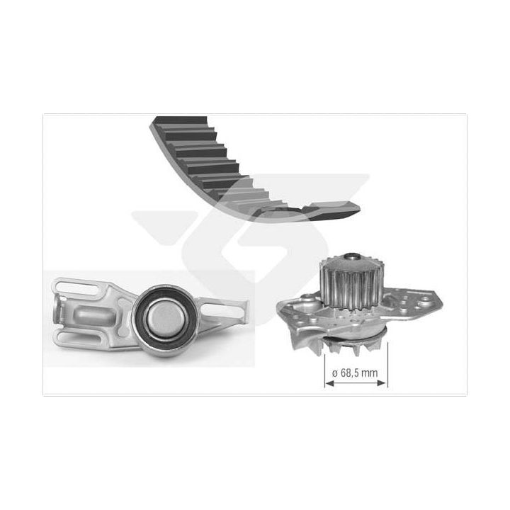 Vandens siurblio ir paskirstymo diržo komplektas HUTCHINSON KH 05WP09