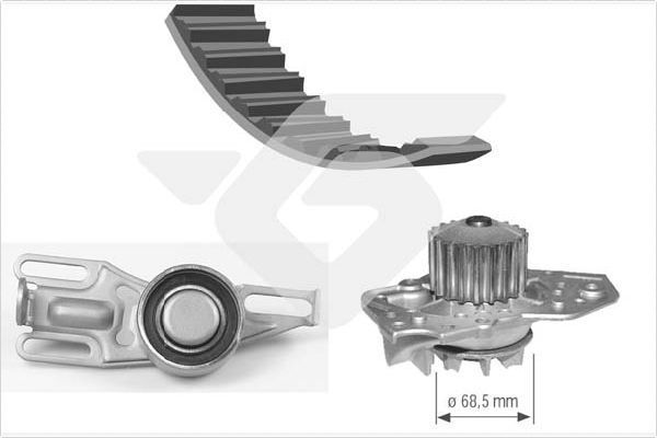 Vandens siurblio ir paskirstymo diržo komplektas HUTCHINSON KH 05WP09