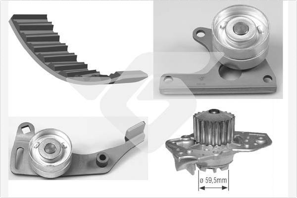 Vandens siurblio ir paskirstymo diržo komplektas HUTCHINSON KH 06WP01