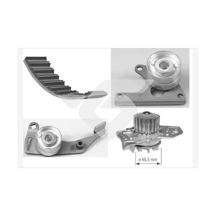 Vandens siurblio ir paskirstymo diržo komplektas HUTCHINSON KH 06WP09