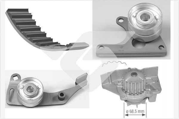 Vandens siurblio ir paskirstymo diržo komplektas HUTCHINSON KH 06WP12