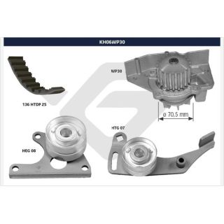 Vandens siurblio ir paskirstymo diržo komplektas HUTCHINSON KH 06WP30