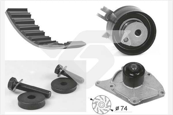 Vandens siurblio ir paskirstymo diržo komplektas HUTCHINSON KH 101WP63