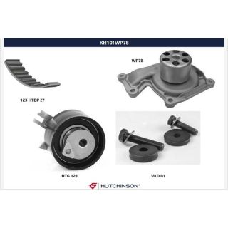 Vandens siurblio ir paskirstymo diržo komplektas HUTCHINSON KH 101WP78