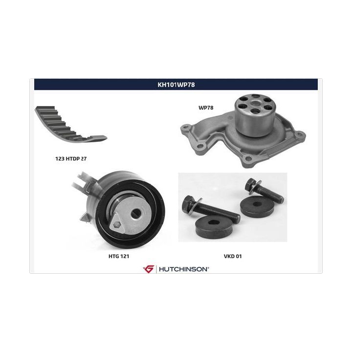 Vandens siurblio ir paskirstymo diržo komplektas HUTCHINSON KH 101WP78