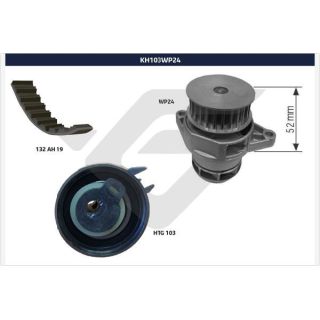 Vandens siurblio ir paskirstymo diržo komplektas HUTCHINSON KH 103WP24