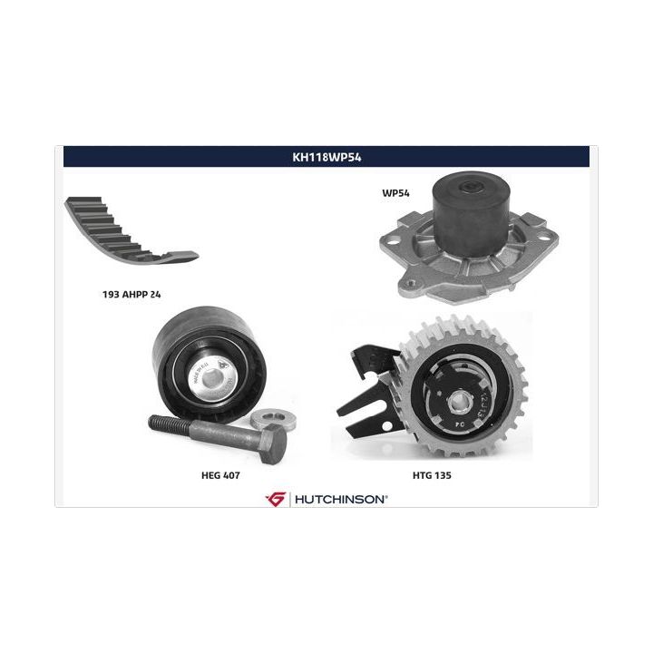 Vandens siurblio ir paskirstymo diržo komplektas HUTCHINSON KH 118WP54