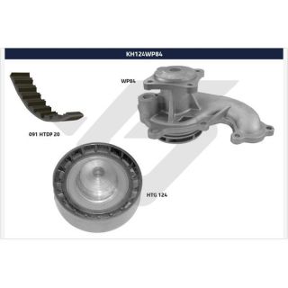 Vandens siurblio ir paskirstymo diržo komplektas HUTCHINSON KH 124WP84