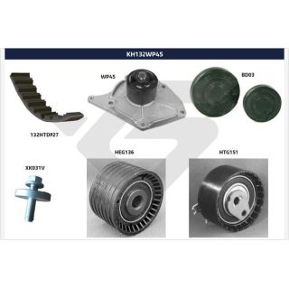 Vandens siurblio ir paskirstymo diržo komplektas HUTCHINSON KH 132WP45