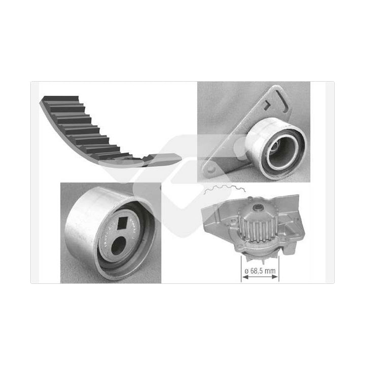 Vandens siurblio ir paskirstymo diržo komplektas HUTCHINSON KH 135WP12