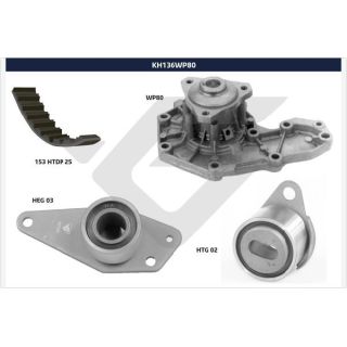Vandens siurblio ir paskirstymo diržo komplektas HUTCHINSON KH 136WP80