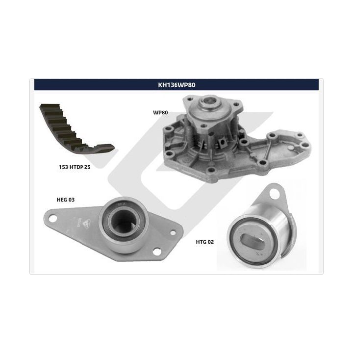 Vandens siurblio ir paskirstymo diržo komplektas HUTCHINSON KH 136WP80