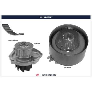 Vandens siurblio ir paskirstymo diržo komplektas HUTCHINSON KH 139WP107